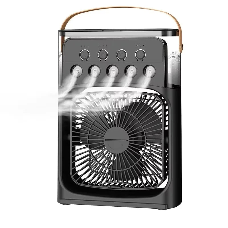 Taşınabilir Mini Klima Fan – 3'ü 1 Arada Serinletici, Nemlendirici ve Gece Lambası