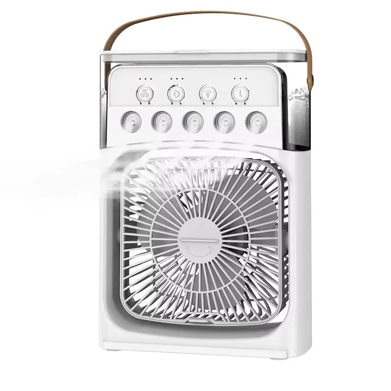 Taşınabilir Mini Klima Fan – 3'ü 1 Arada Serinletici, Nemlendirici ve Gece Lambası