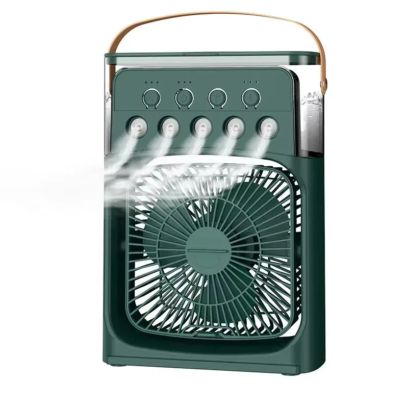 Taşınabilir Mini Klima Fan – 3'ü 1 Arada Serinletici, Nemlendirici ve Gece Lambası